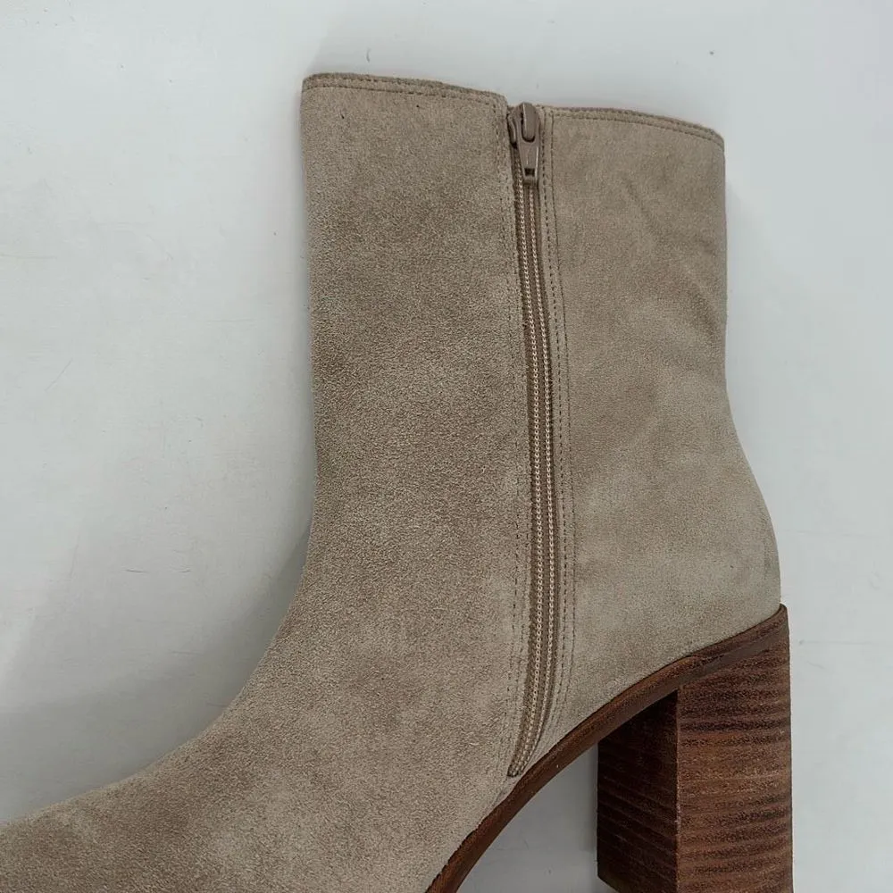 Lucky Brand Pinlope Women's Leather Suede Ankle‎ Zip Block Heel Bootie Tan Sz 11 - Image 2