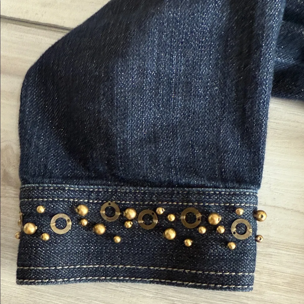 Ruby Rd. Bronze Studded Denim Jacket Blue Size 10 EUC - Image 7