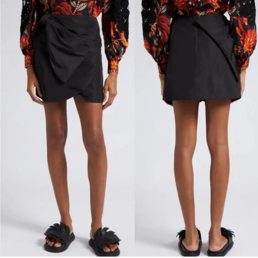 Farm Rio Black Taffeta Mini Skirt XL - Image 4