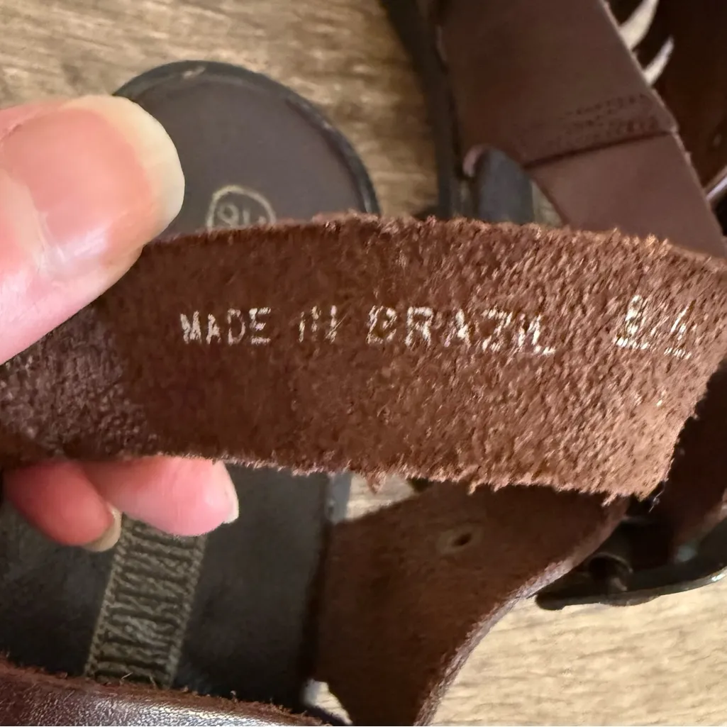 Vintage The Leather Collection Sandals Women’s Size 9W Wide Width Buckle Boho Brown - Image 7