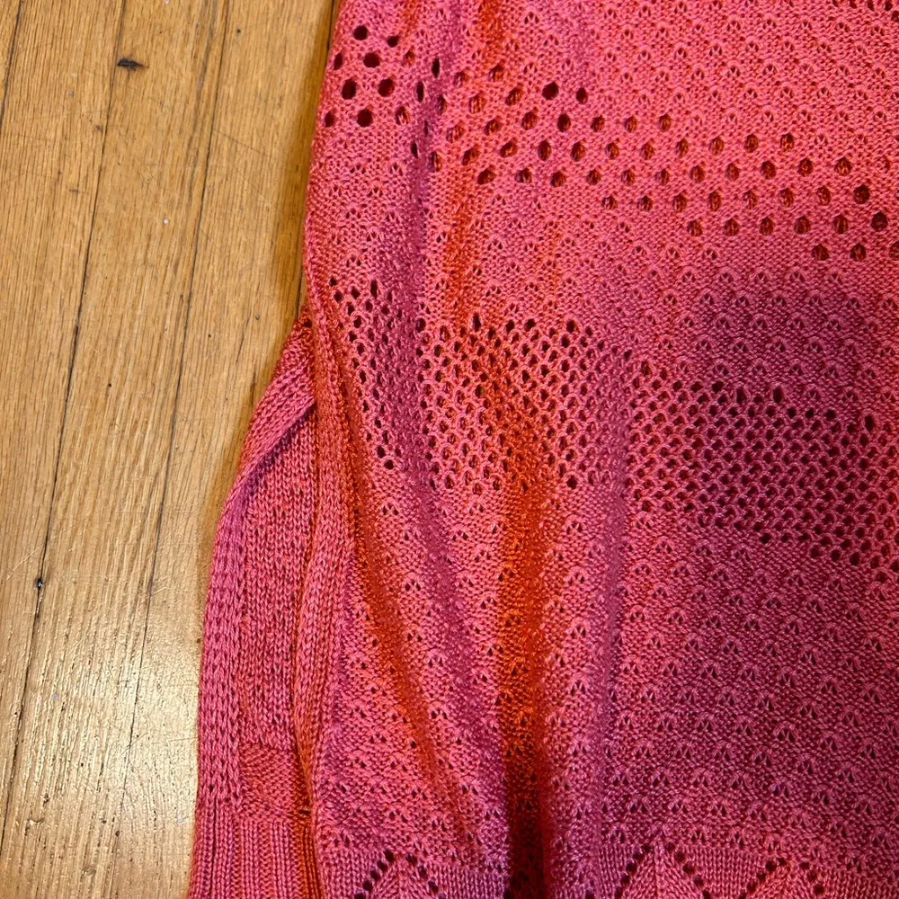 Long Decorated Pointelle Sweater Coral/Orangey/Pink in Great Condition - Image 4