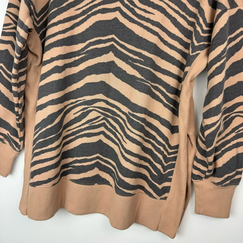 Aerie Good Vibes Oversized Sweatshirt Sz Small Side Slits Animal Tiger Print - Image 14