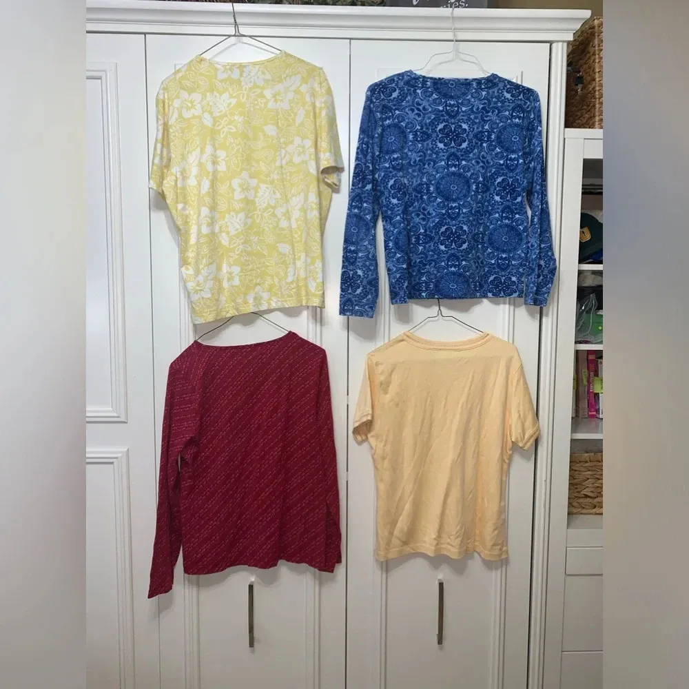 Jones New York/Liz Claiborne Set 4‎ l/s s/s red/yellow/blue tees EUC size large - Image 2