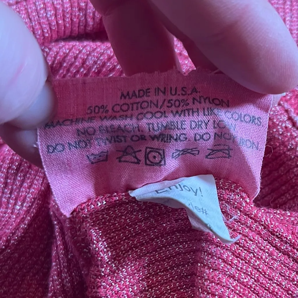 Michael Stars Women’s Scoop Neck Red Metallic Tank Top One Size Cotton Nylon Y2K - Image 4