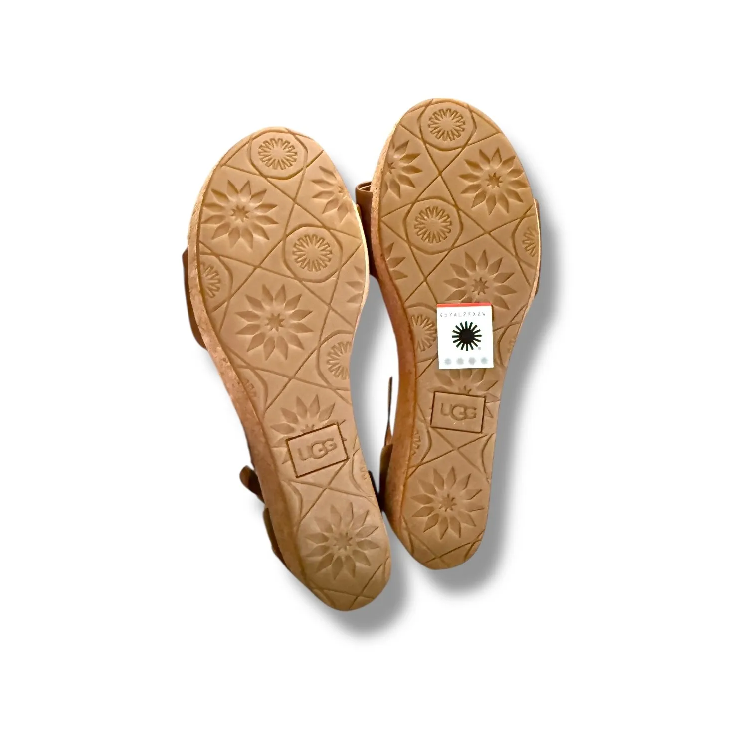 UGG Zoe II Wedge Sandals Size 7 Women's Brown Leather Cork Ankle Strap Shoes - Image 9