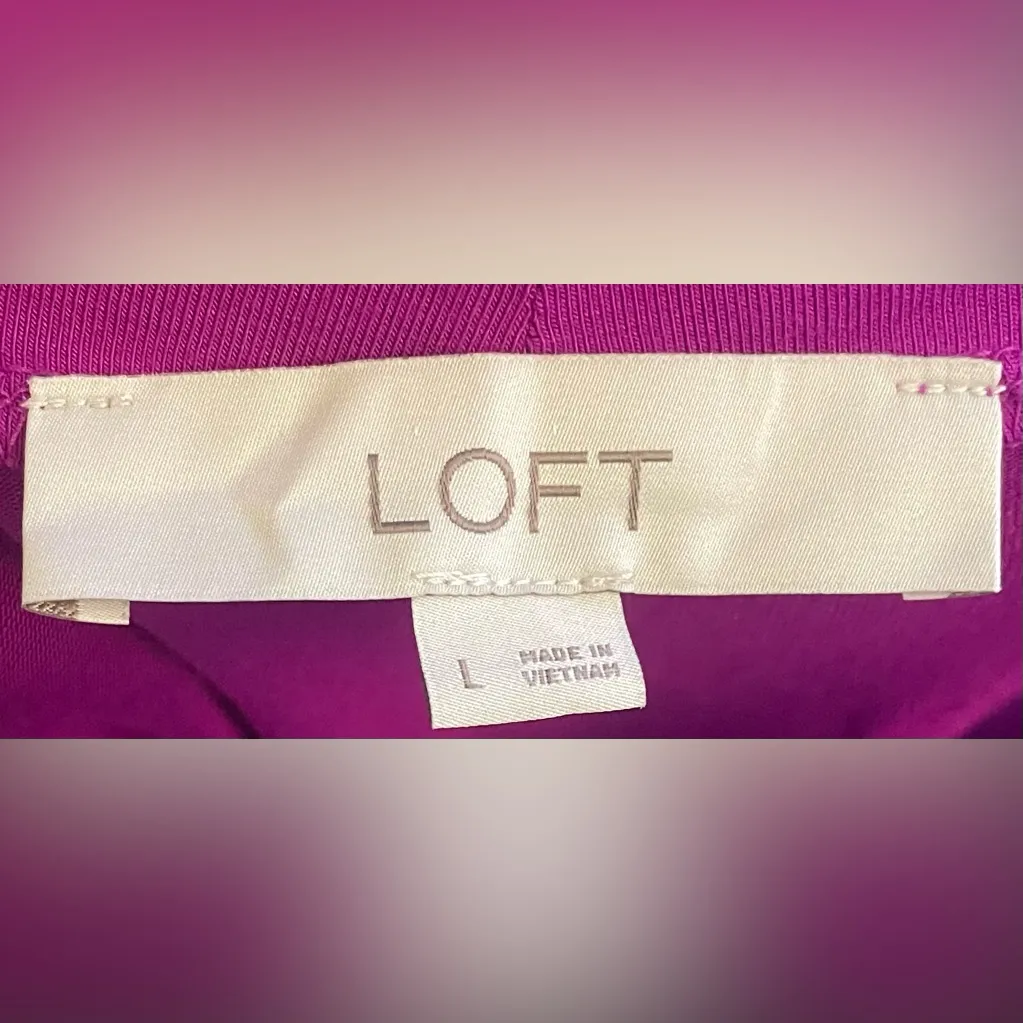 LOFT- Off-Shoulder Fuchsia Long Sleeve Top Size L - Image 7