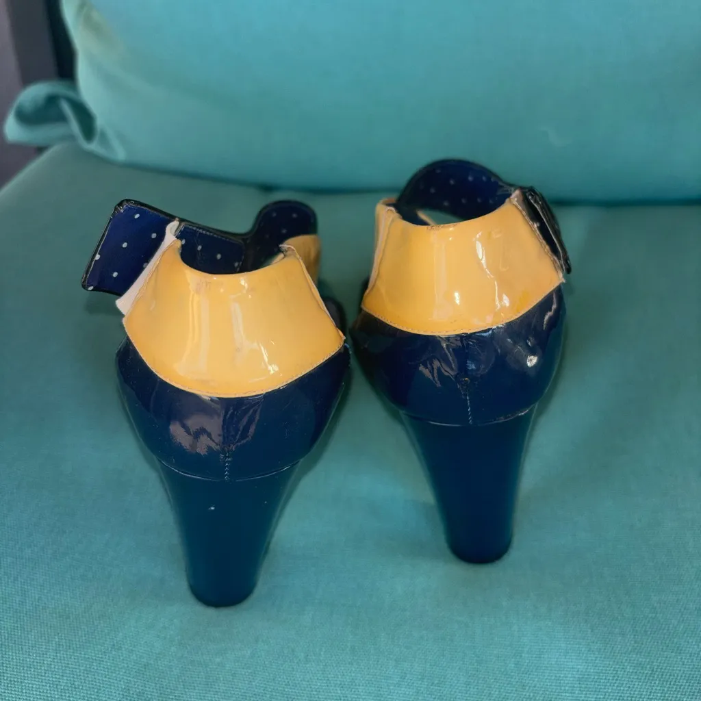 Moschino Vibrant Yellow and Navy Heels - Image 7