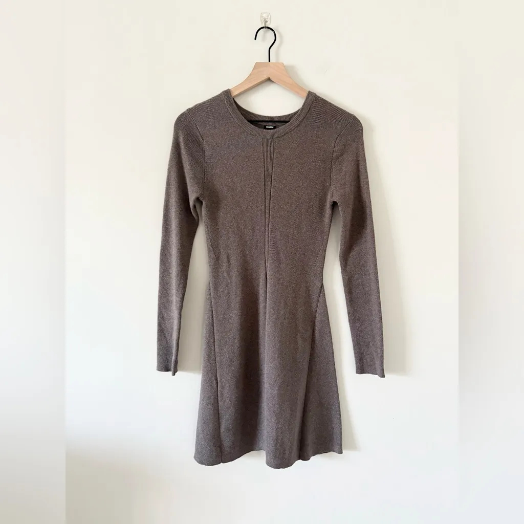 Monrow Revolve Cashmere Long Sleeve Sweater Dress in Iced Coffee Brown Size S - Image 2