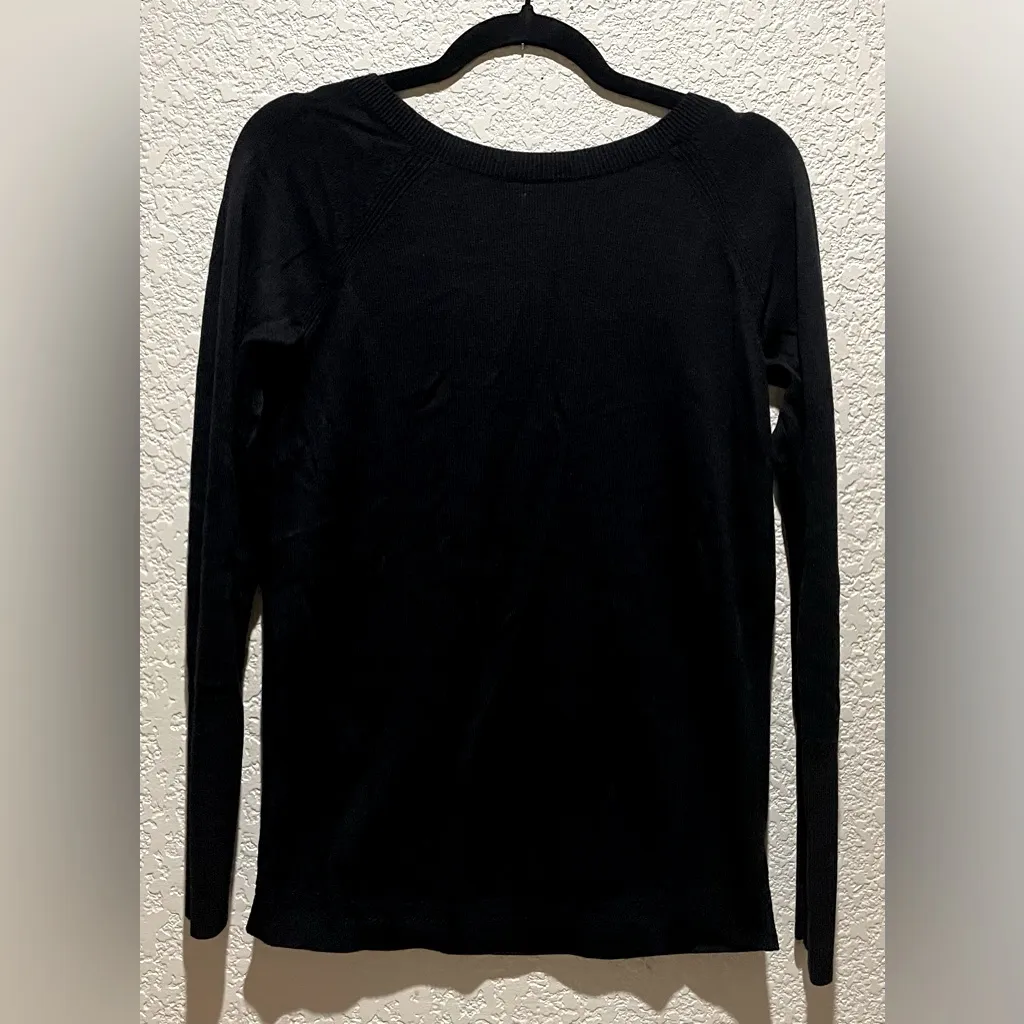 Lululemon Unity Drop Back Cashmere Sweater Black  Long Sleeves Open Back - Image 5
