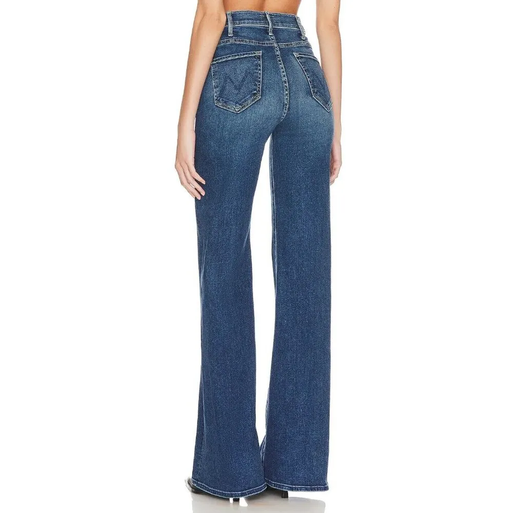 NWT Mother Hustler Roller Heel in Need For Speed High Rise Wide Leg Jeans 34 Blue - Image 10