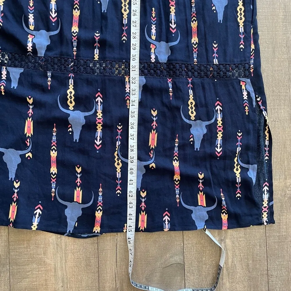 NWT Ariat Longhorns Duster Cardigan Women XLarge Blue Short Sleeve Aztec Western - Image 15