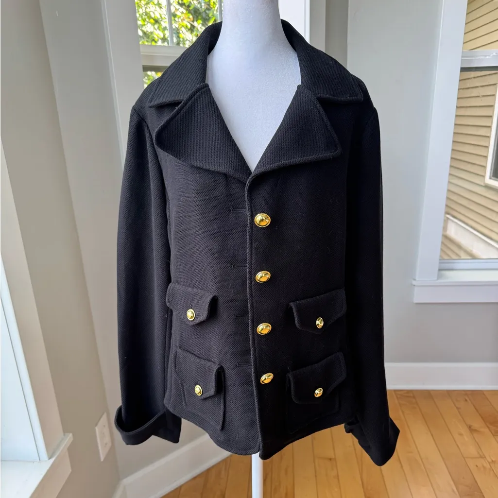 Joan Rivers Black Short Jacket with Brass Gold Buttons Size Large - Image 9