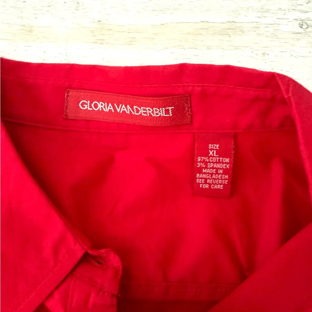 Gloria Vanderbilt XL Women’s Red Button Up Tank Top Shirt X Large Cotton NEW - Image 3