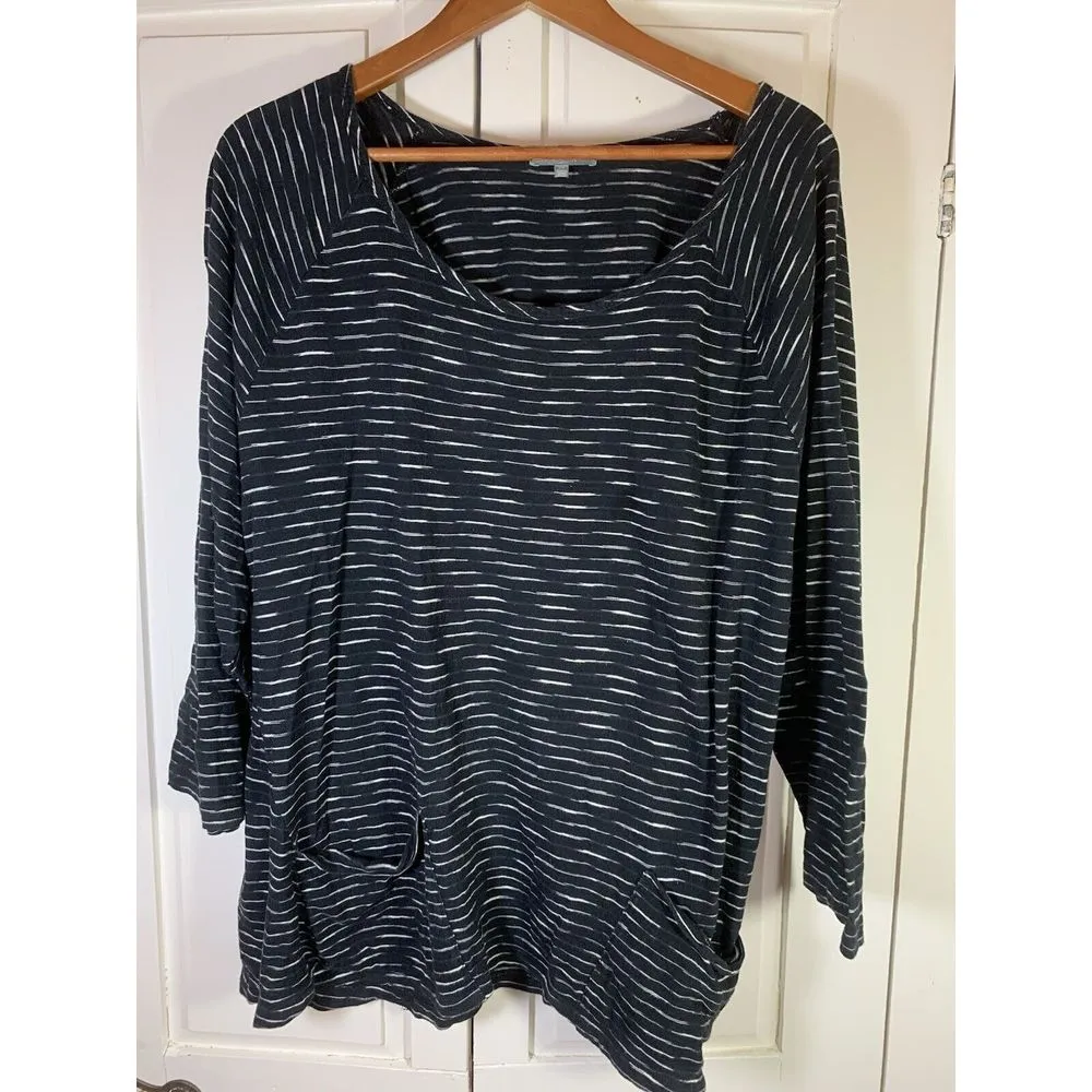 Habitat Casual‎ Lagenlook Top Womens XXL Artsy Boho Mature Comfort Coastal Black - Image 3