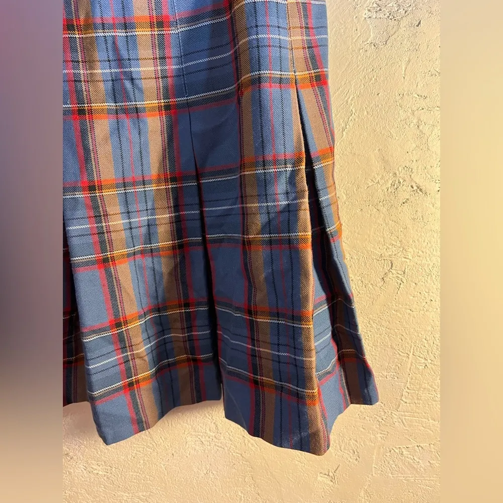 Vintage Plaid Blue Red khaki Pleated Women's Mini Skirt Sz 12 school girl preppy - Image 6