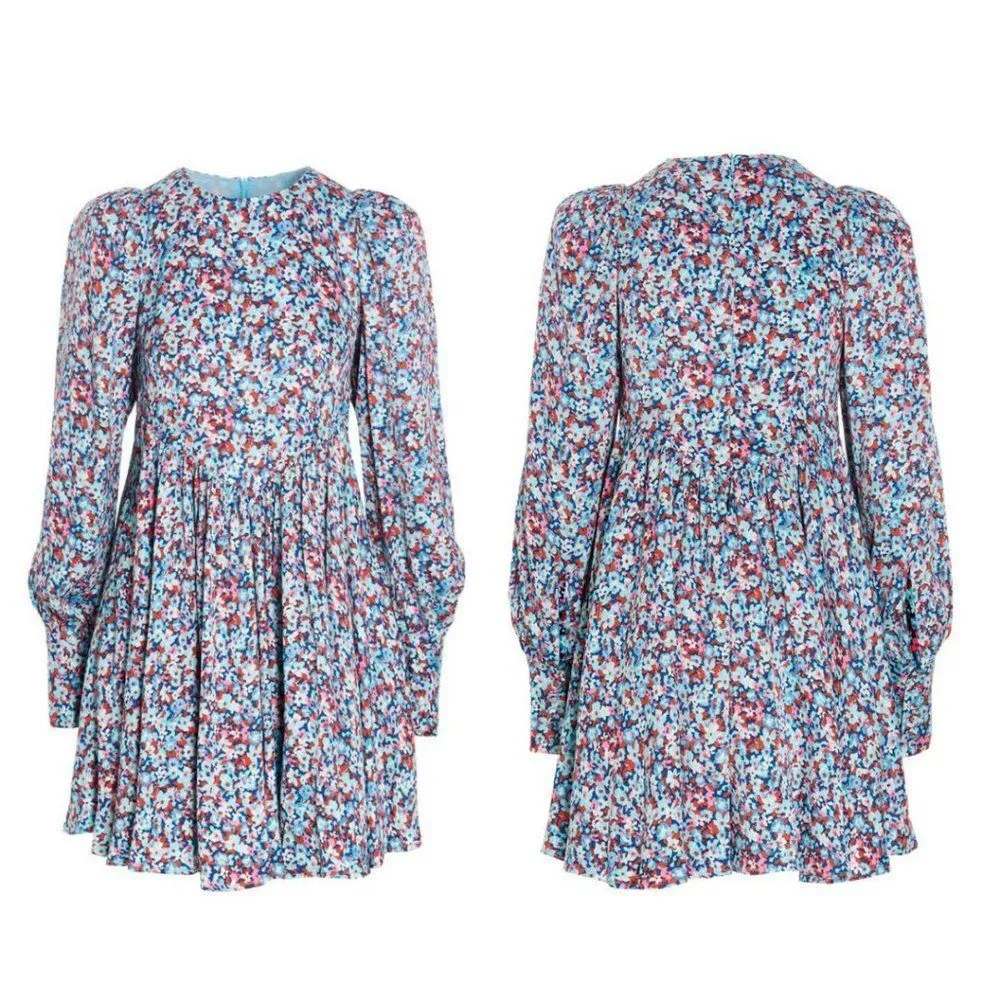 Rotate Birger Christensen Alison Floral Antigua Sand Comb Long Sleeve Dress Pink Size 6 - Image 4