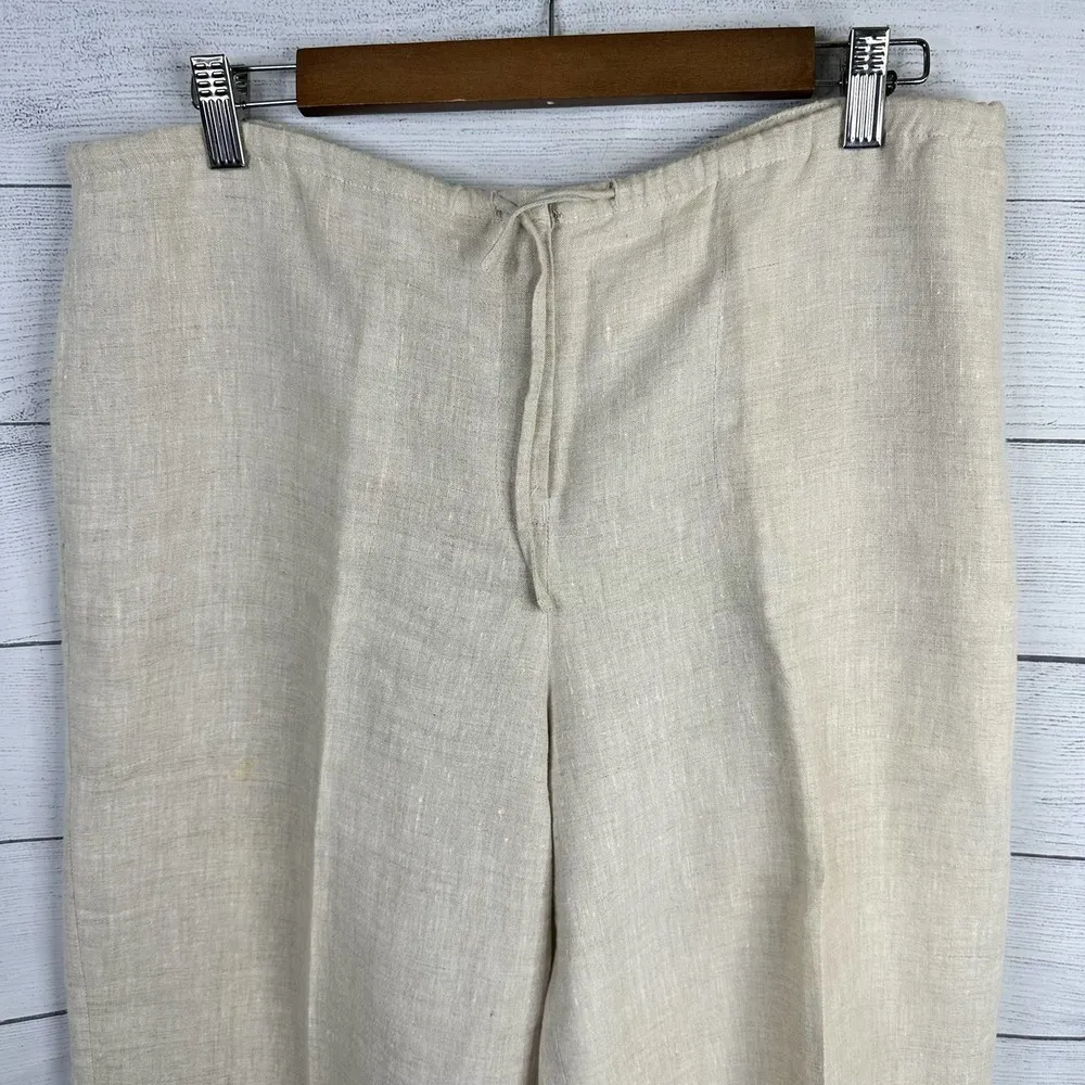 Tsunami Womens size Large 100% Linen Straight Leg Pants Beige Tan - Image 3