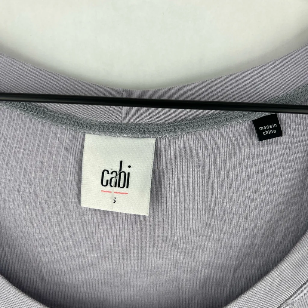 CAbi Huddle Tank Light Gray Lavender Scoop Neck Shirred Waist‎ Tank Top Size S - Image 4