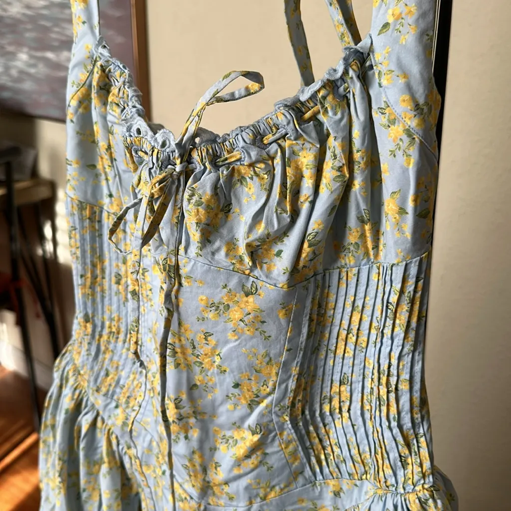 House of CB Adabella Floral Pleated Halter Sundress‎ in Light Blue NWOT size L - Image 10