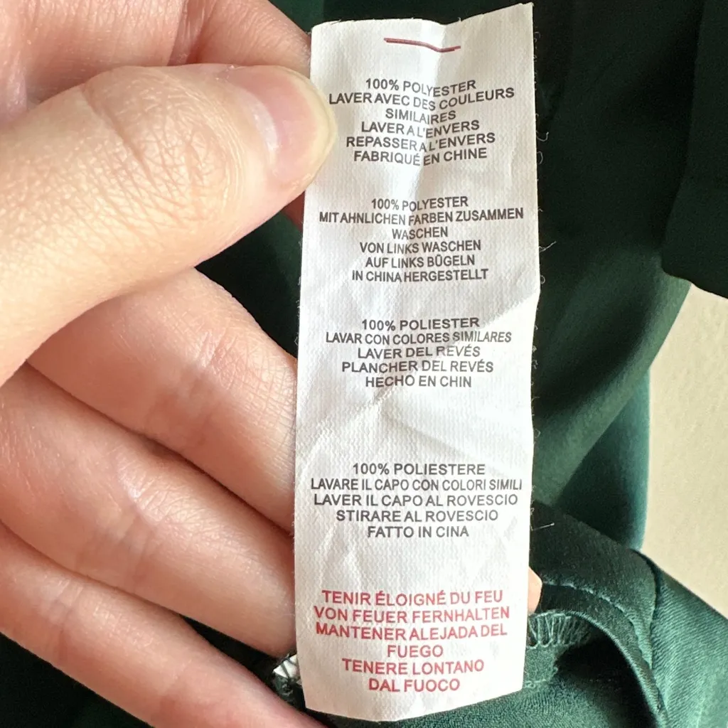 PrettyLittleThing The Emerald Green Satin Long Sleeve Wrap Dress, Size 1X - Image 8