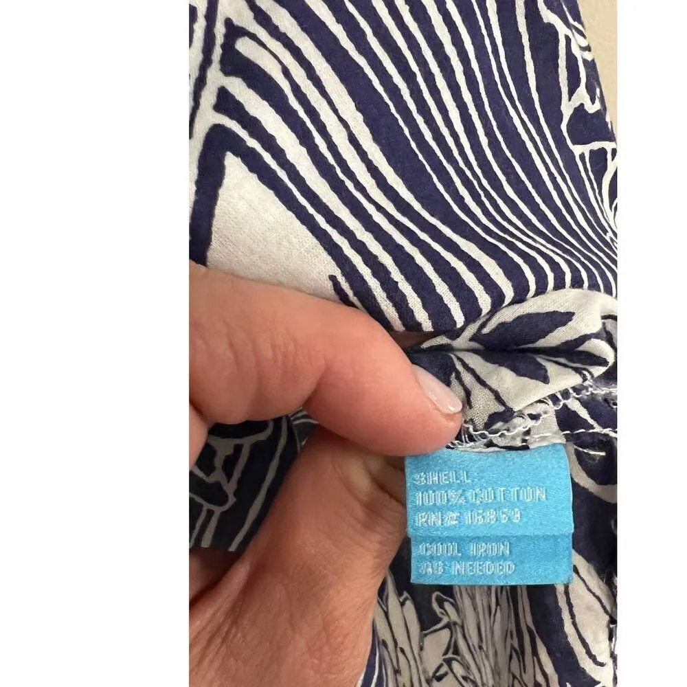 J. McLaughlin  Blue and White Daisy Cotton Popover Tunic Top Sz. S - Image 7