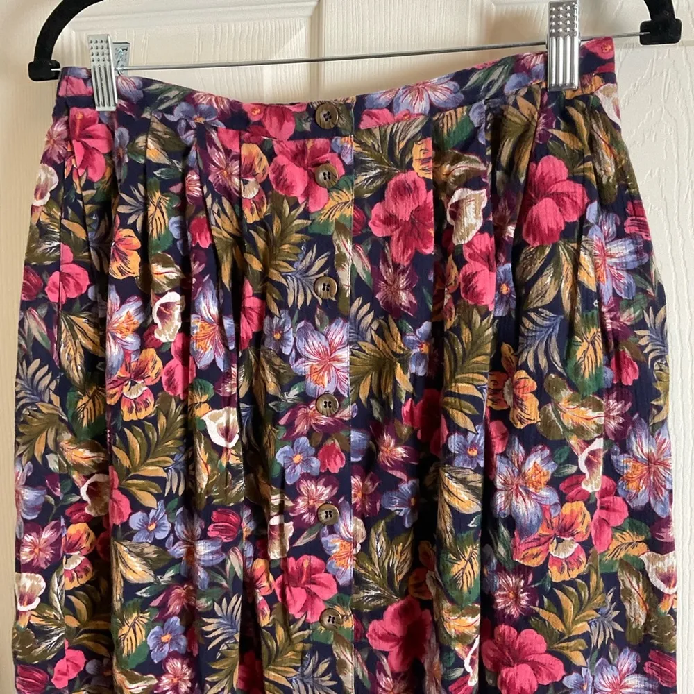 Liz sports Vintage 90s Midi Skirt Size8 Floral Pockets Colorful - Image 3