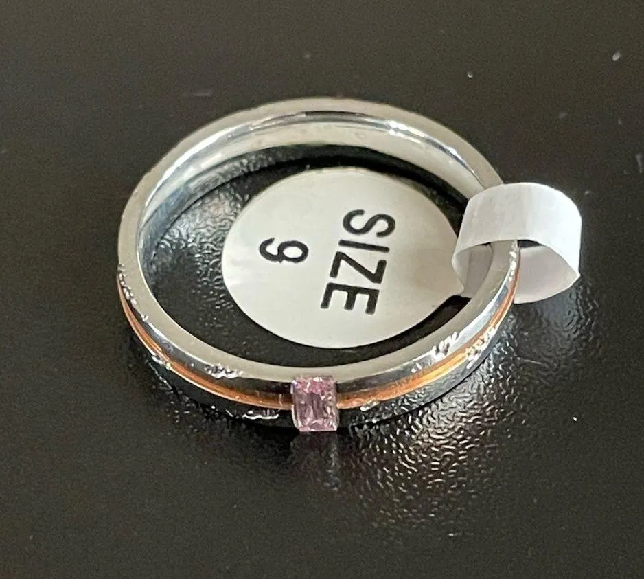 4mm pink crystal Love You woman ring size 9 - Image 2