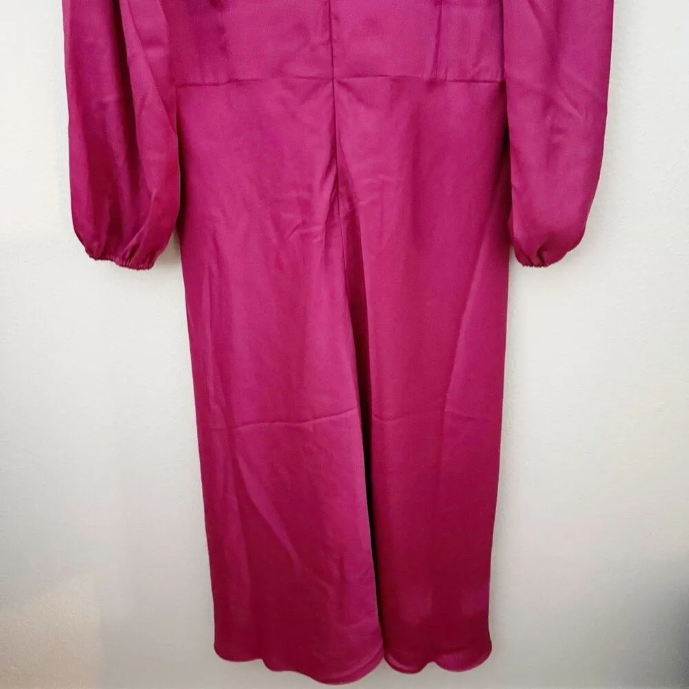 BANANA REPUBLIC | NWT Silky Column Midi Dress Raspberry Dark Pink | Size 16 - Image 7
