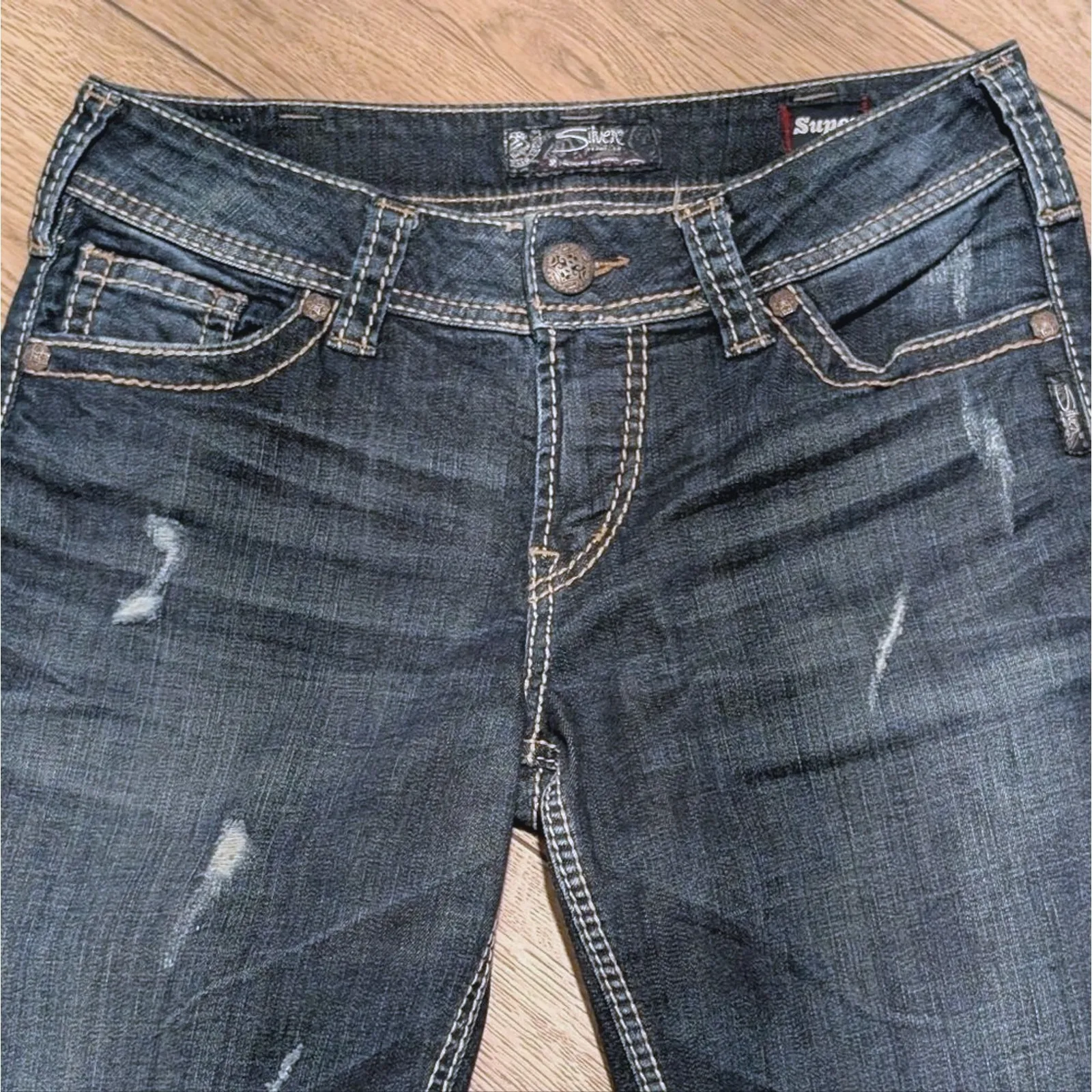 Silver Jeans Womens 30 x 33 Long Tall Suki Mid Boot Leg Sequined Pockets Bootcut - Image 3