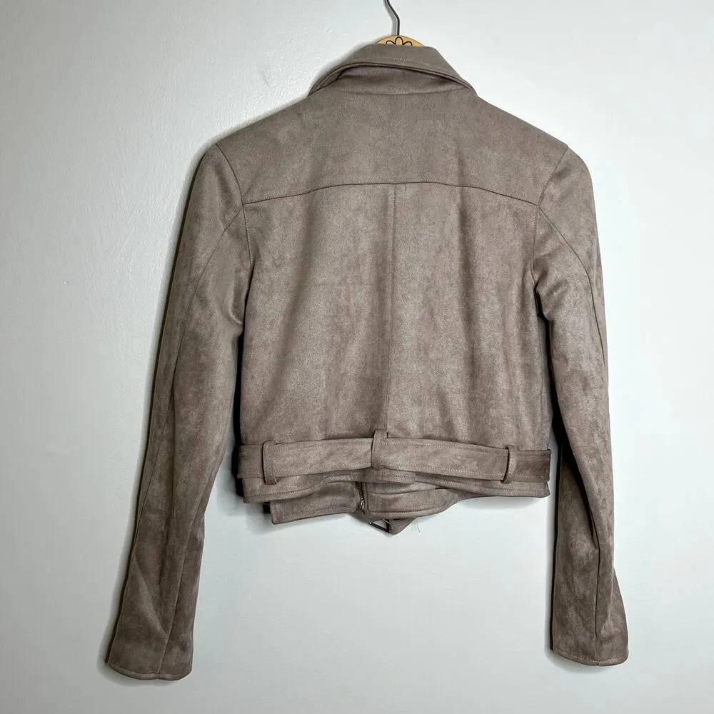 Forever 21 Beige Suede Cropped Moto Jacket - Image 5