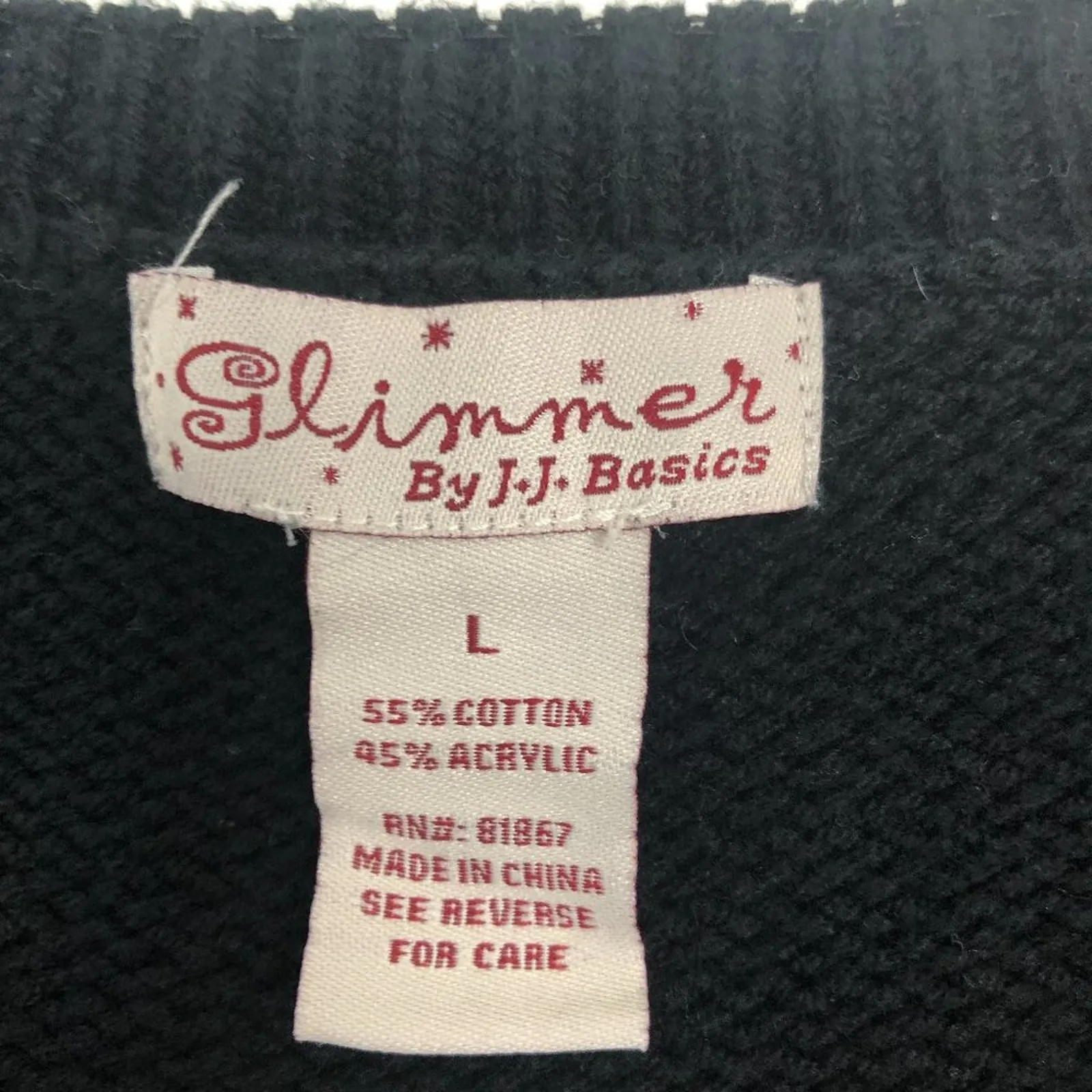 Glimmer Y2K Vintage Button Down Cropped Black Cardigan Juniors Size Large - Image 2