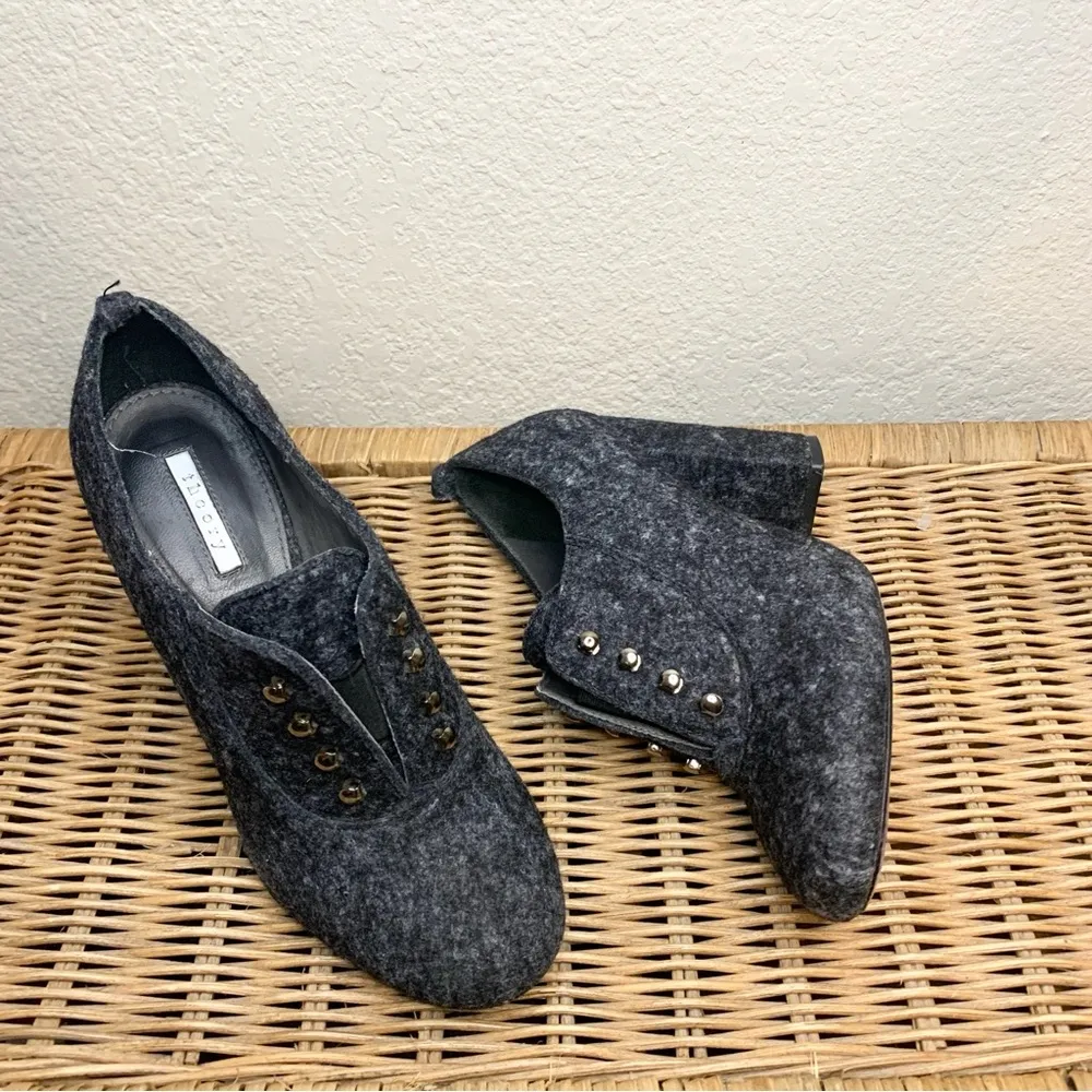Theory Gray Wool Oxford Victorian Lace Up Heel Size 38.5 - Image 2