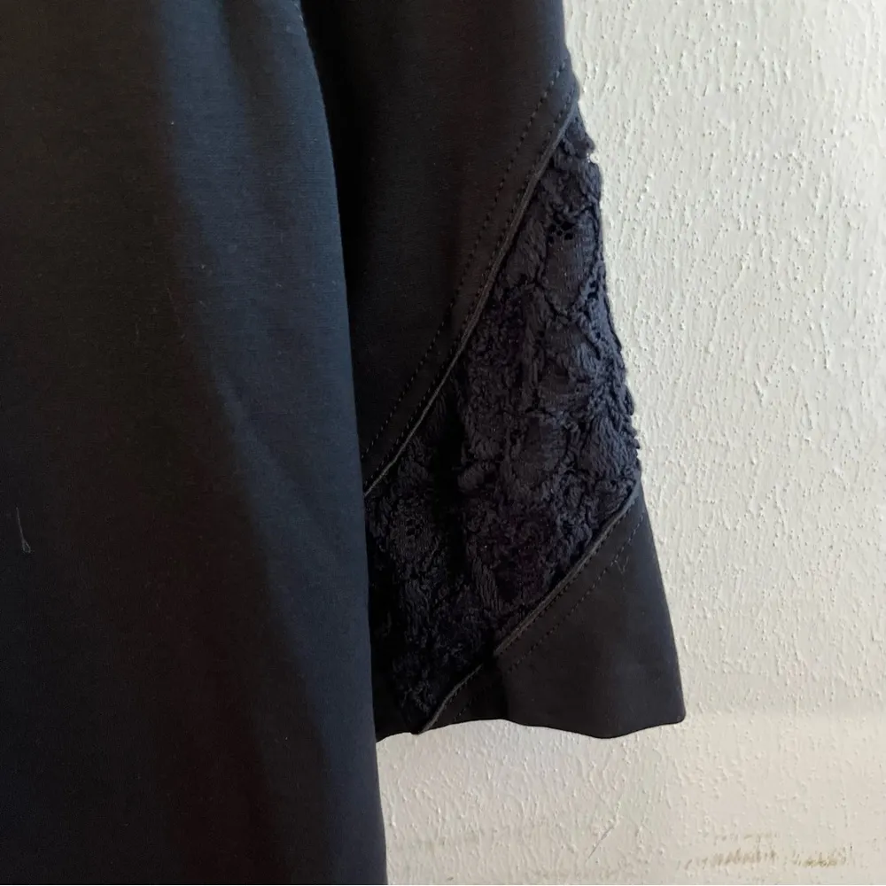 Lafayette 148 Dress Black 3/4 Sleeve Embroidered Lace Cut Outs Mini Sz M NWT - Image 6