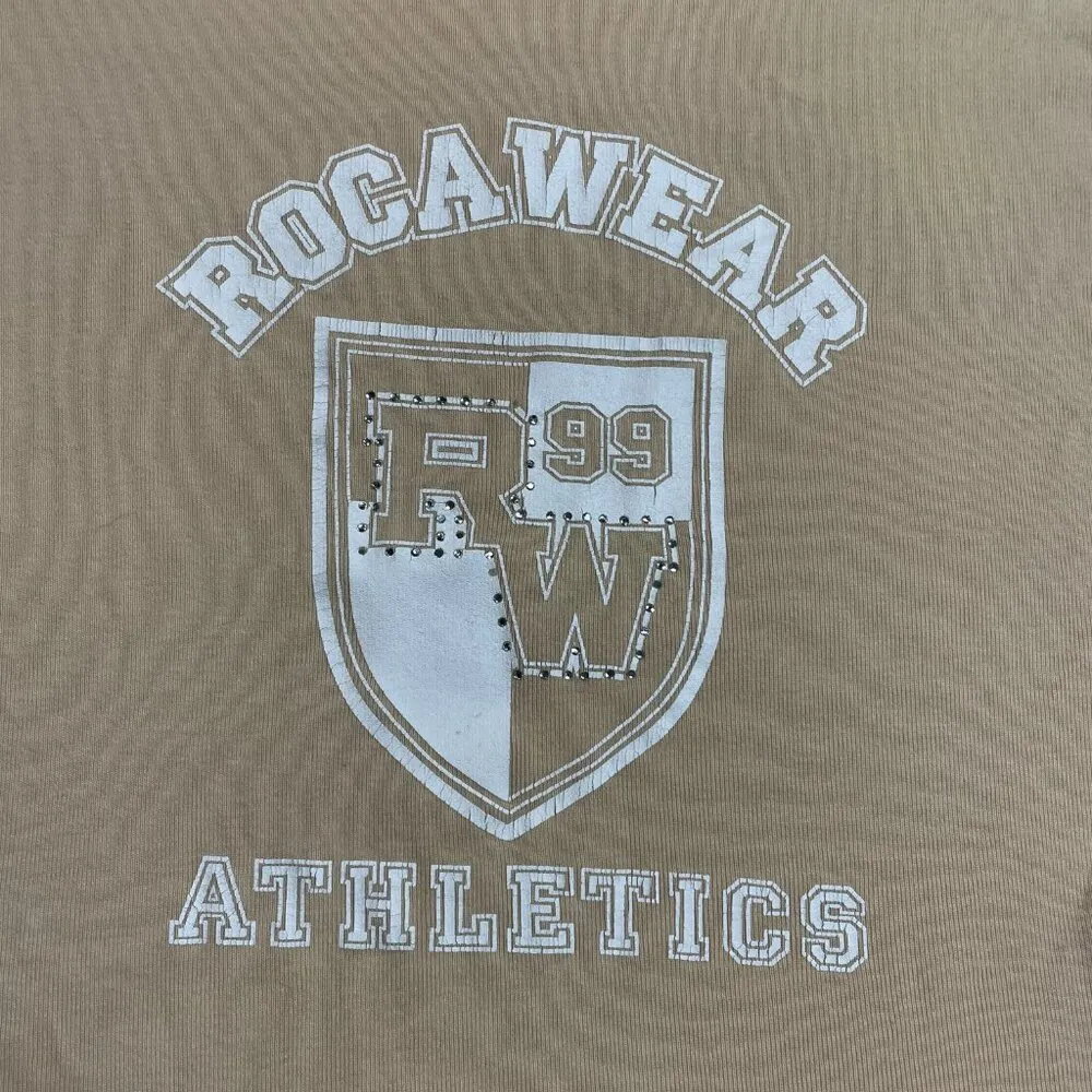 Vintage Y2K Style Roca Wear Beige Tan Baby Tee Womens Size Small - Image 5