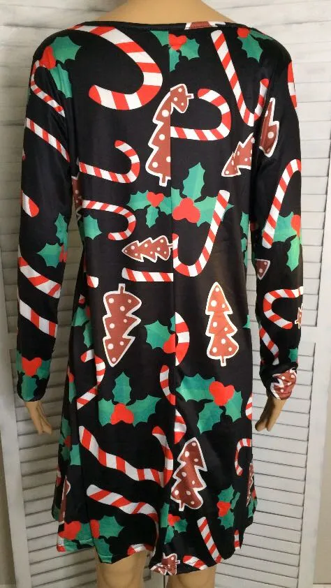 Candy Cane Christmas Dress, XL Black - Image 3