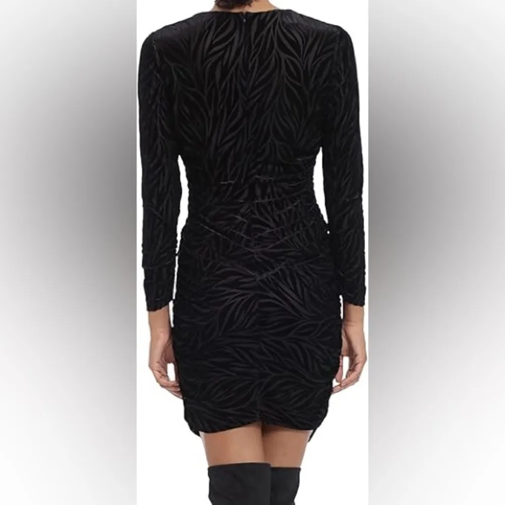 Donna Morgan Women's Long Sleeve Sweetheart Shirred Mini Dress Black Sz 2 - Image 4