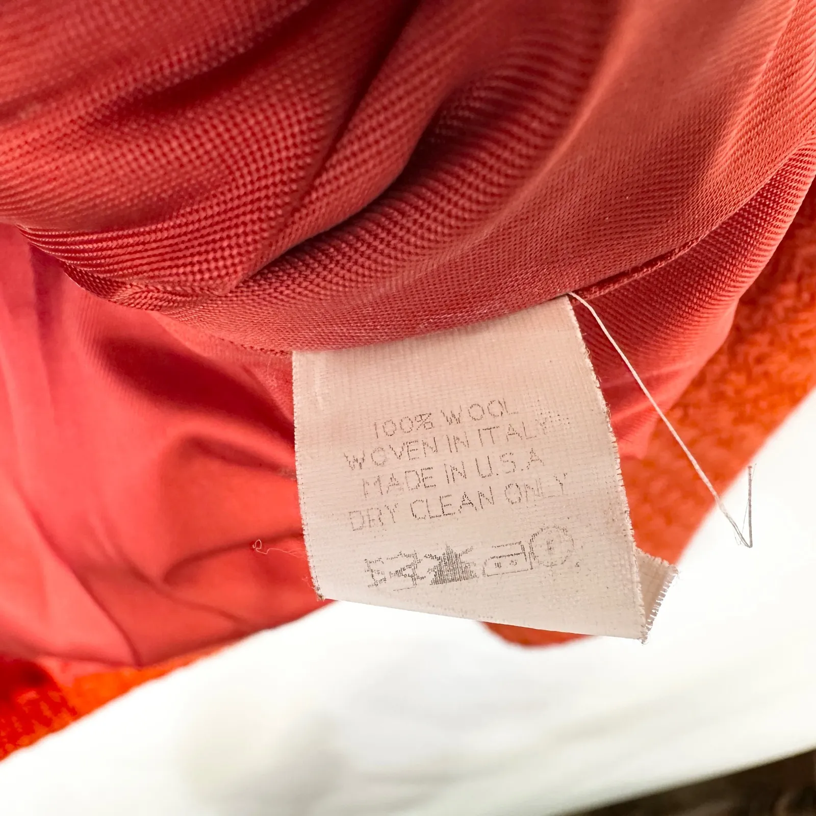 Steve by Searle Small Coat Wool Italy USA Orange Textured Double Breasted VTG C - Image 8