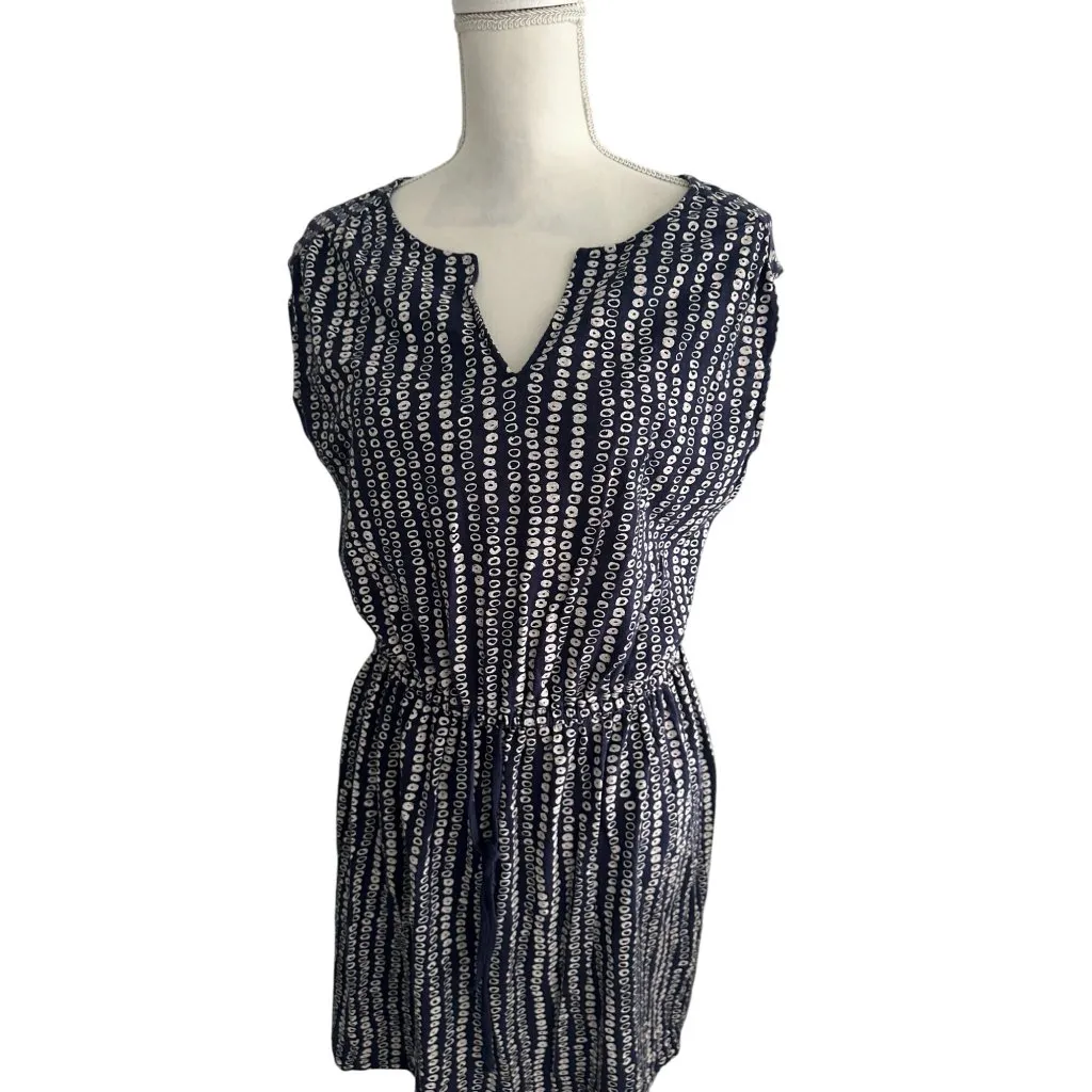 CASLON Navy Blue Patterned Tie Waist Dress Size Medium - Image 4