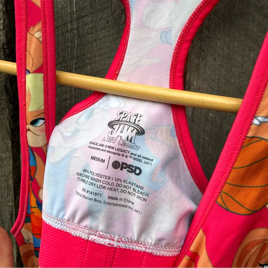 PSD Women's SPACE JAM: A New Legacy Lola Allover Sports Bra Racerback Red Size M - Image 3