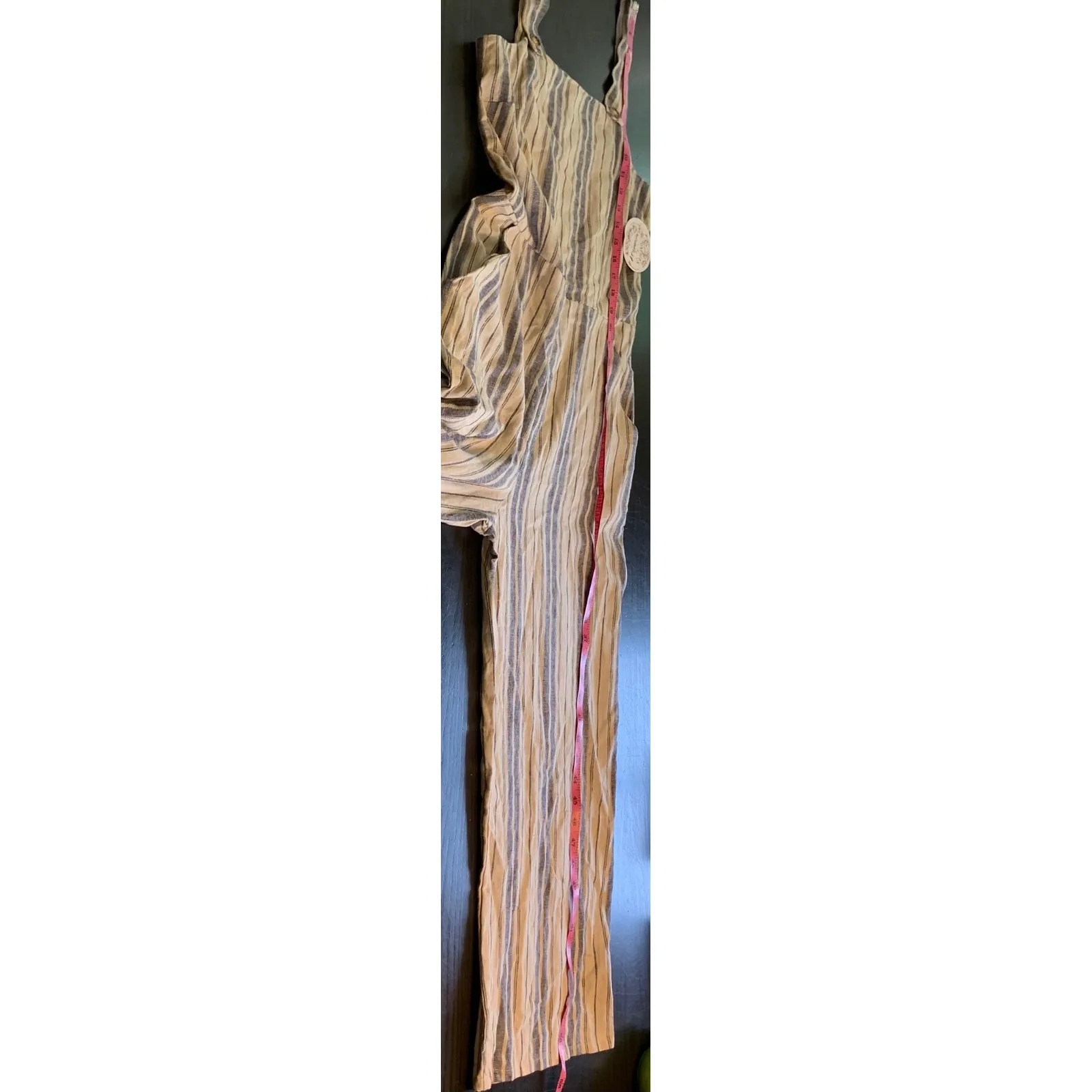 Gypsies & Moondust Striped Jumpsuit Women's Large‎ Linen Blend Casual Coastal - Image 13