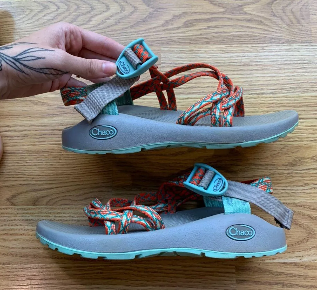 Double Strap Sandals Gray Blue Orange - Image 4