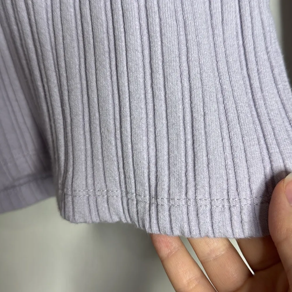 Madewell Variegated Ribbed Boxy Knit Polo Shirt in Dusty Lavender size XS - Image 6