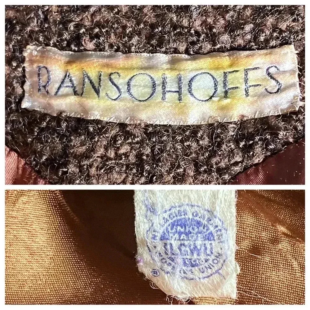 Vintage 60s Mod Brown Wool Tweed Long Formal Dress Coat XS Union Made. Has Flaws - Image 11