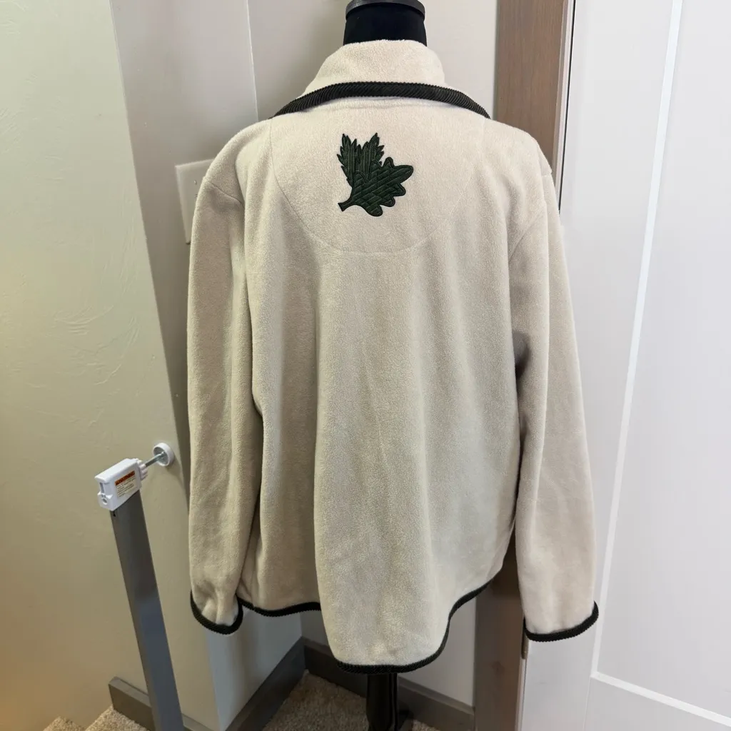 Vintage CJ Banks Button Down Sweater Jacket Cream Woodsy Animals Deer Trees XL Brown - Image 6