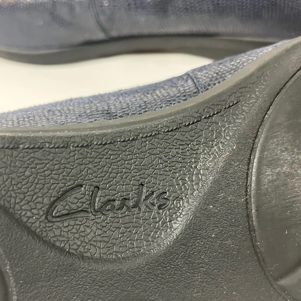 CLARKS HAYDN‎ SUEDE SNAKE SKIN LEATHER LOAFER WOMEN 7.5 GLOSS BLUE PREOWNED - Image 9