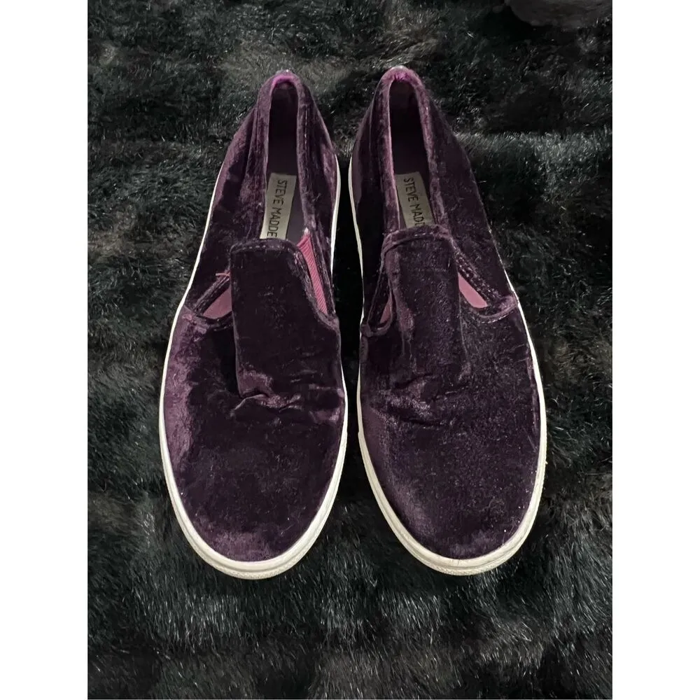 Steve Madden velvet red wine/ purple slip on loafers shoes 8.5 - Image 2
