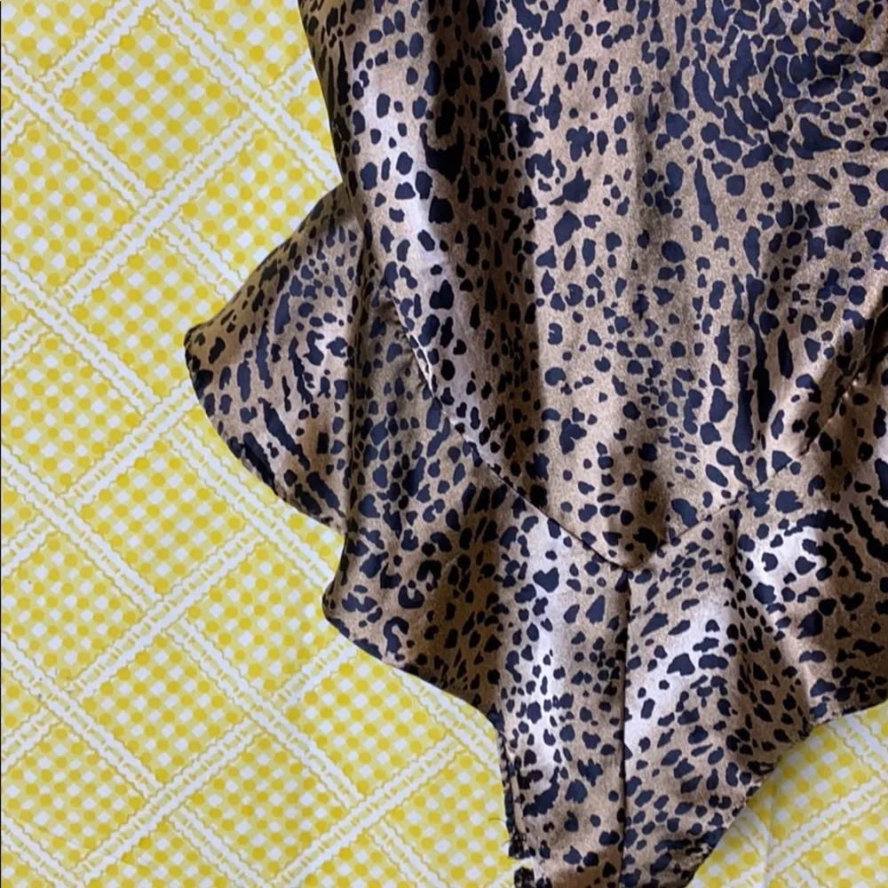 VINTAGE CHEETAH FRINGE LINGERIE PLAYSUIT ANIMAL PRINT Brown Size M - Image 5