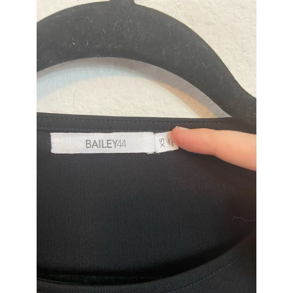 Bailey44 split sleeve black blouse faux leather cuff size XS - Image 2