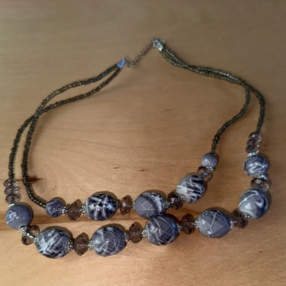 Blue Beaded Double Strand Necklace NWT - Image 3