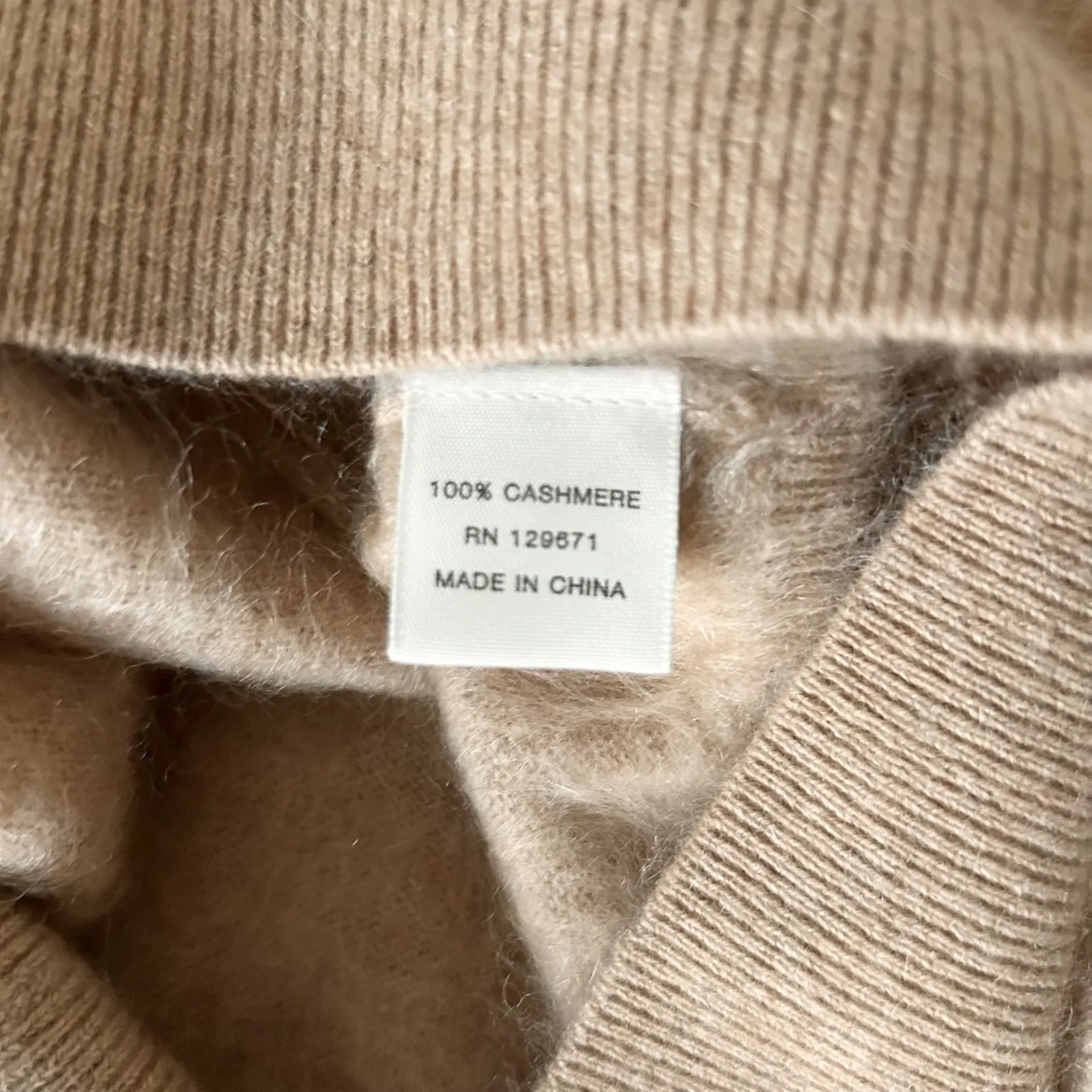 NakedCashmere Maisie Brushed Cashmere Collared Sweater Short Sleeve Size XS/S Tan - Image 6